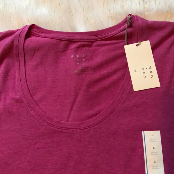 Pink Scoop Neck T-shirt Sz. L Rayon Cool Feel - Picture 3 of 5